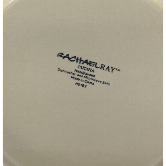 Rachael Ray CUCINA ALMOND CREAM Embossed Edge Rim Stoneware Dinner Plates Set 4 - Picture 10 of 16
